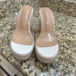 Clear Strap Platform Wedge Sandals